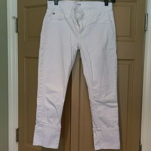 Hudson Muse crop skinny 5"cuff white jeans